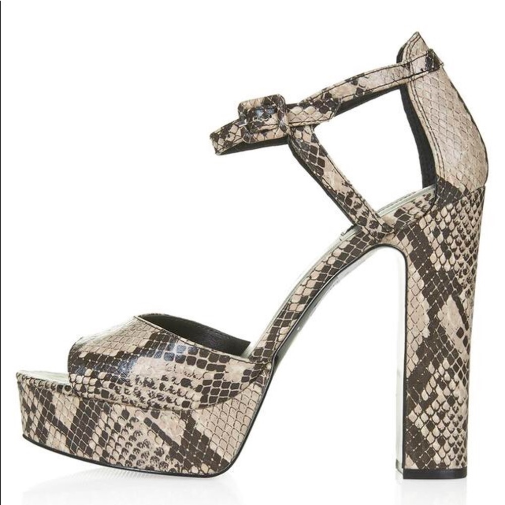 Topshop- Snake Skin Open-toe Pumps- Size 40